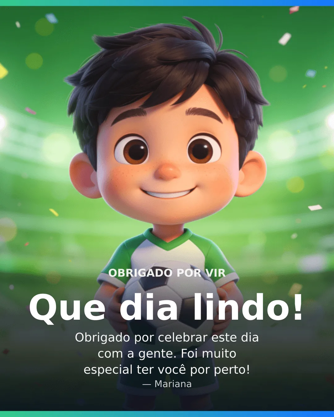 Exemplo de Cartão de agradecimento do Kit Festa
